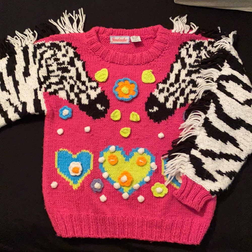 Intarsia & Appliquéd Zebra Sweater